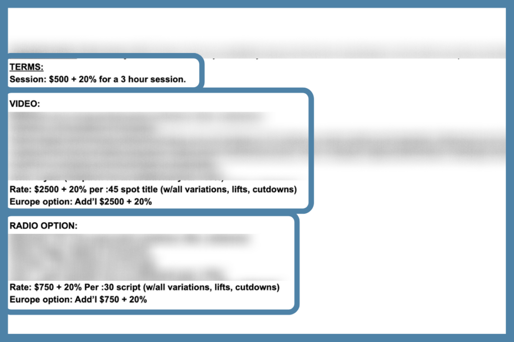 Non Union Voiceover Session Rate and Usage Rate